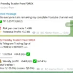 Screenshot of the weekly report on telegram for the live trades taken by my frenchy trader march 2024